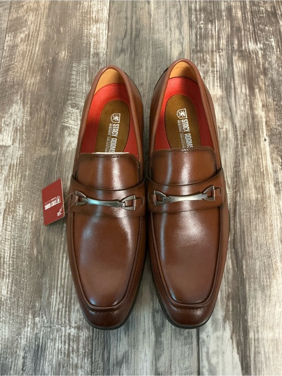 Stacy Adams Men\'s Chestnut Brown Leather Bit Loafers Size 9.5 Wide main image 9